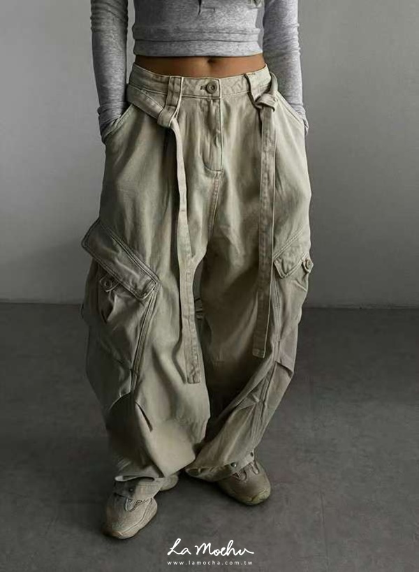 寬綁帶水洗工作褲(男女款)